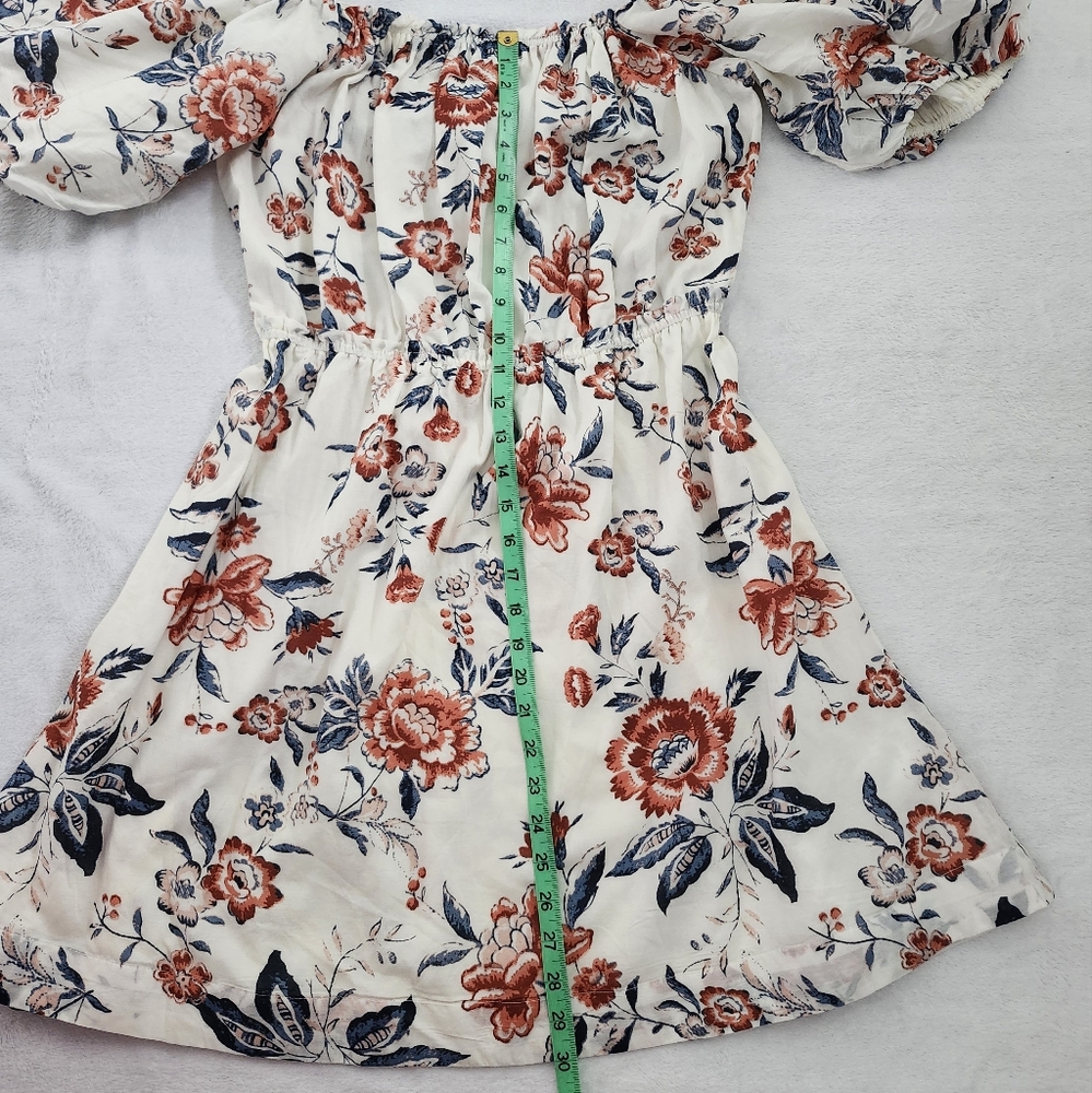 LUCKY BRAND Floral Off Shoulder Mini Dress Puff Sleeve‎ Lined Boho Chic Medium - Picture 12 of 12